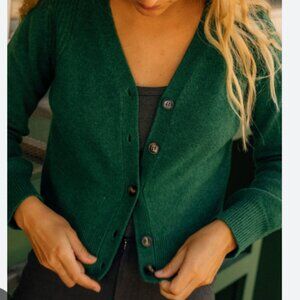 Mollusk California Taiana Green Button Down Merino Wool Cardigan Sweater M $140